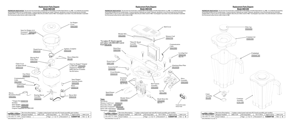 Diagram Diagram and Parts List for HBS1200  Hamilton Beach Blender